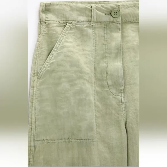 Zara Wide Leg 100% Linen  Pants - Picture 7 of 9